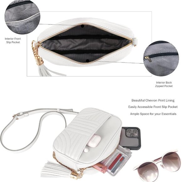 Quilted Crossbody Bags for Women - Stylish Camera Bag with Tassel - Lightweight - Picture 3 of 7